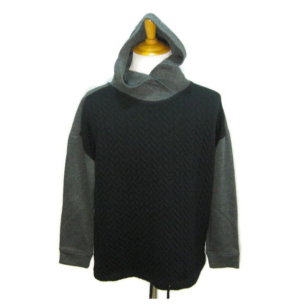 ST JOHN'S BAY Mens (Size XL) Black Gray Athletic Hoodie Fleece Hooded Sweatshirt